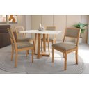 Ver imagem 2 de Conjunto Mesa Elma Premium Madeira Maciça C/ Tampo Madeirado C/ Vidro 120x80cm e 4 Cadeiras Alice