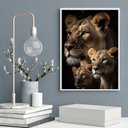 Ver imagem 2 de Quadro Decorativo Leoa com Filhotes 33x24cm:madeira Preta