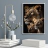 Quadro Decorativo Leoa com Filhotes 33x24cm:madeira Preta - 2