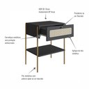 Ver imagem 3 de Conjunto Cabeceira Casal 160cm e 2 Mesas de Cabeceira 1 Gaveta Pé Metal Palhinha Artesano | Nero