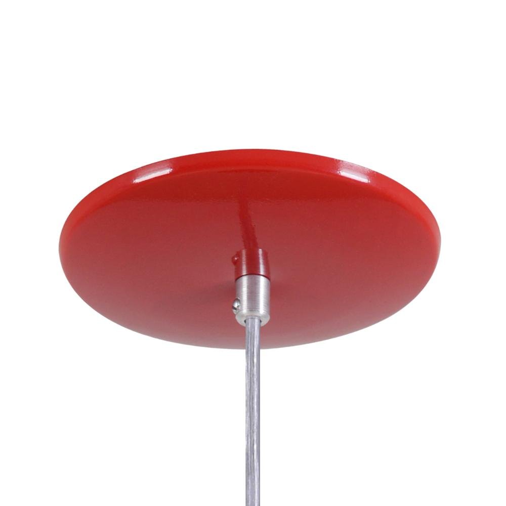 Pendente Meia Lua 34cm Luminária Alumínio Vermelho - 2