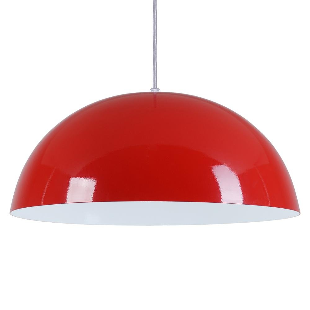 Pendente Meia Lua 34cm Luminária Alumínio Vermelho - 3