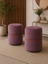 Ver imagem 4 de Puff com Cinta no Meio Cobre Fosco Marsala Rose Veludo - Let Móveis