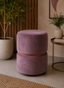 Ver imagem 1 de Puff com Cinta no Meio Cobre Fosco Marsala Rose Veludo - Let Móveis
