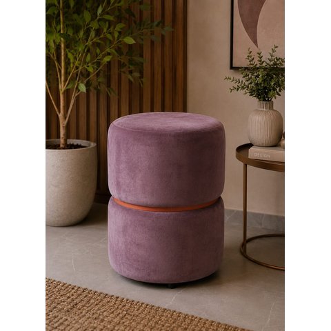 Puff com Cinta no Meio Cobre Fosco Marsala Rose Veludo - Let Móveis