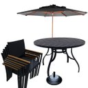 Ver imagem 1 de Conjunto de Mesa 1,40m Aluminio 6 Cadeiras Piscina Jardim Área Externa Resistente Sol e Chuva