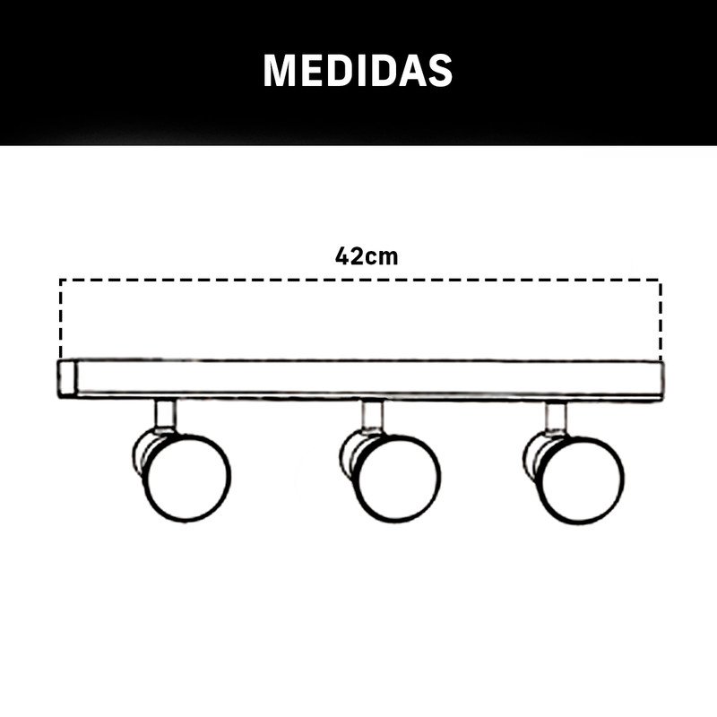 Trilho Eletrificado 42cm 3 Spots Gu10 Dicroica com Conector + 3 Lâmpadas Cor:preto;temperatura:frio - 8