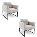 Ver imagem 1 de Kit 2 Poltronas Base Industrial Preto Marisa Veludo D03 - D\'rossi Cor Cinza