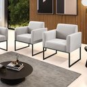 Ver imagem 2 de Kit 2 Poltronas Base Industrial Preto Marisa Veludo D03 - D\'rossi Cor Cinza