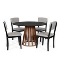 Ver imagem 1 de Mesa de Jantar Redonda Gabi Pret/nor com 4 Cadeiras Estofadas Ella Preto/cinza Claro