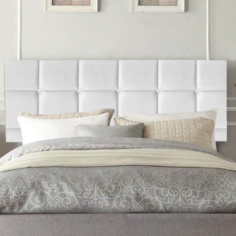 Painel Estofado Luxo Espanha 140cm Casal para Cama Box Corino Branco - Gat Magazine