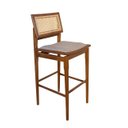 Ver imagem 1 de Banqueta Alta com Assento Sobreposto Estofado. Encosto em Tela Sextavada