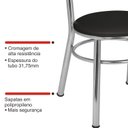 Ver mais imagens de Conjunto 4 Cadeiras para Sala de Jantar Tradicional Cromado/Preto