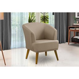 Poltrona Para Sala Decorativa Thais Linho Bege Adonai Estofados - 1