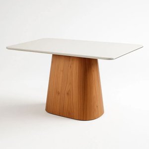 Mesa de Jantar Maya Retangular Tampo Laqueado com Vidro 120x90 Luka Decor
