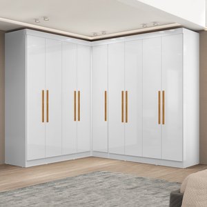 Guarda-roupa Modulado de Canto com Puxadores Mdf Paris