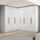 Ver imagem 1 de Guarda-Roupa Modulado de Canto com Puxadores MDF Paris Branco