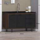 Ver imagem 4 de Gabinete de Cozinha 2 Portas Armário 100% Mdf Multiuso 144cm: Rustico/`preto