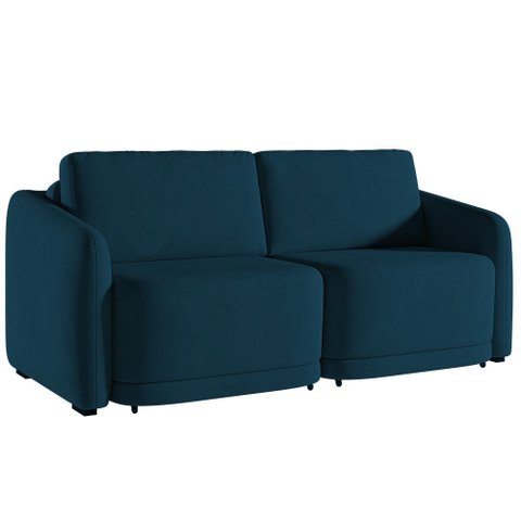 Sofá Cama Casal para Sala 196cm Polska K04 Veludo Azul - Mpozenato
