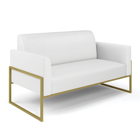 Sofá Namoradeira Base Industrial Alta Dourado Marisa Corino D03 - D’Rossi Branco