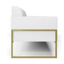 Ver imagem 4 de Sofá Namoradeira Base Industrial Alta Dourado Marisa Corino D03 - D’Rossi Branco