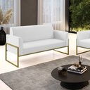 Ver imagem 2 de Sofá Namoradeira Base Industrial Alta Dourado Marisa Corino D03 - D’Rossi Branco