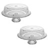 Kit 2 Boleiras Prato para Bolo de Vidro com Pé Tampa de Plástico Lyor Padaria Eventos - 1