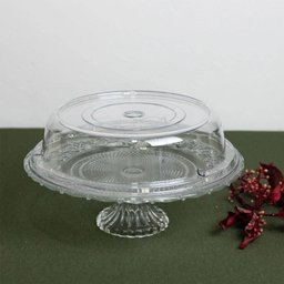 Kit 2 Boleiras Prato para Bolo de Vidro com Pé Tampa de Plástico Lyor Padaria Eventos - 2