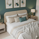 Ver imagem 6 de Cabeceira Clean Dobrável Estofada 1.40m Cama Casal Design Moderno em Linho Bege Lh Móveis