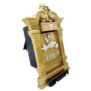 Caixa de Carta Correios Embutir Muro Estilo Ferro Dourado