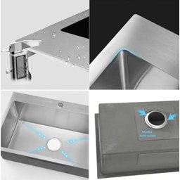 Kit Cuba Inox Gourmet Cozinha Pia com Acessórios + Torneira Monocomando Flexível Extensível Inox - 2