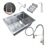 Kit Cuba Inox Gourmet Cozinha Pia com Acessórios + Torneira Monocomando Flexível Extensível Inox - 1