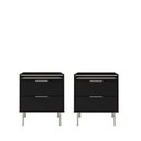 Ver imagem 1 de Conjunto 2 Mesas de Cabeceira 2 Gavetas com Led Yves 53 Cm - Preto Fosco C/ Champanhe
