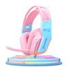 Headset Gamer Rgb com Microfone Flexível Rosa - 1