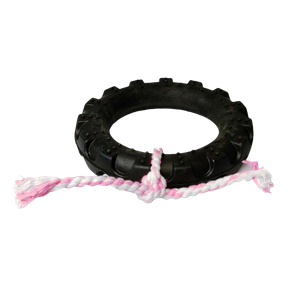 Brinquedo para cães Pneu Hard Bone Preto Laço Rosa (GG)