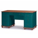 Ver imagem 3 de Escrivaninha Linz 7 Gavetas 80 X 176 X 50 Cm (a X L X P) Cor Verde Musgo - Imbuia Glazer