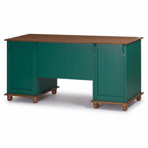 Escrivaninha Linz 7 Gavetas 80 X 176 X 50 Cm (a X L X P) Cor Verde Musgo - Imbuia Glazer