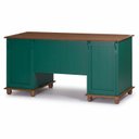 Ver imagem 1 de Escrivaninha Linz 7 Gavetas 80 X 176 X 50 Cm (a X L X P) Cor Verde Musgo - Imbuia Glazer