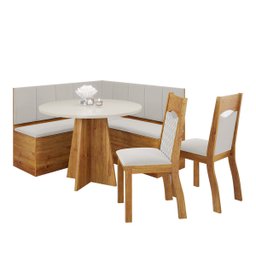 Canto Bau com Mesa Redonda Uriah com 2 Cadeiras Pietra Mel/blonde/marfim - Casa Giulia - 2