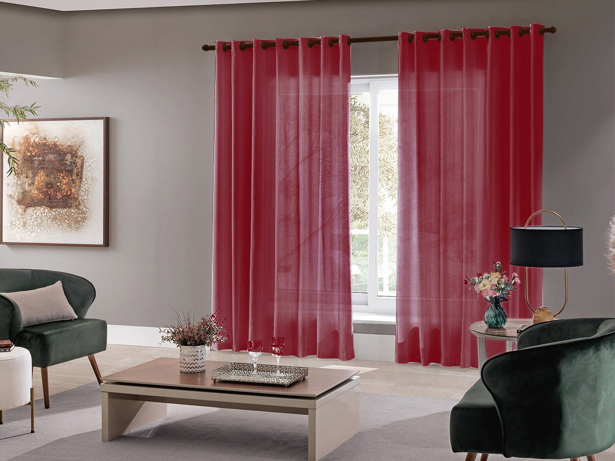 Cortina Para Sala Quarto Roma 300x220 Admirare Cor Vermelho - 2