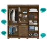 Guarda Roupa Casal 4 Portas com Espelho e 3 Gavetas Eldorado - Castanho Wood - 6
