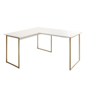 Ver imagem 2 de Mesa em L para Estudos e Trabalho com Pé de Ferro Max 150x150 cm - Branco/Dourado