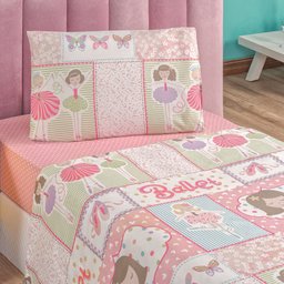 Jogo Cama Lençol Fantasy Solteiro Infantil Microfibra 3 Peças - Bailarina Balé - 1