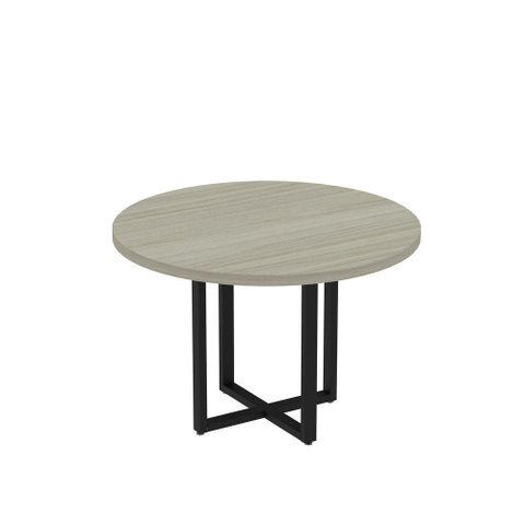 Mesa Reunião Redonda 1100pe40tub Castanheira Natural -preto