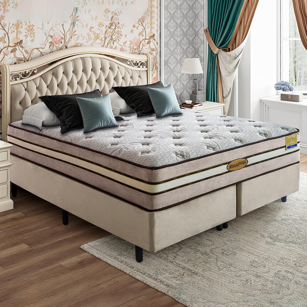 Cama Box com Colchão Queen Size Molas Ensacadas Gran Meliá Macio ...