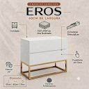 Ver imagem 2 de Mesa de Cabeceira Eros 60cm com 2 Gavetas Modernas Estilo Industrial Pés Metal Dourado
