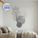 Ver imagem 1 de Adesivo Floral Boho Cinza Estilo Nórdico 130x90 Minimalista Mod.02