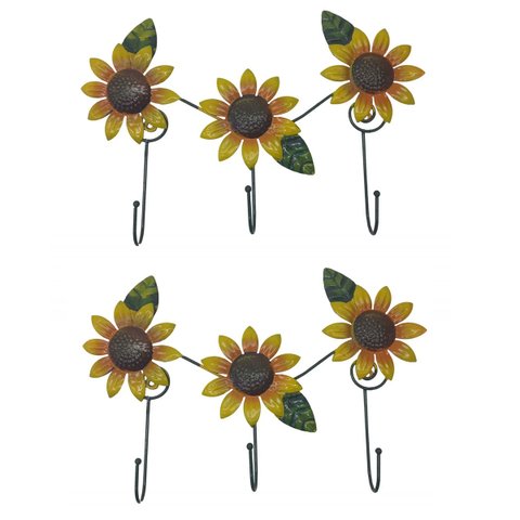 Gancho Metal Flor Girassol Kit 4 Uni Enfeite Parede Pendura Bolsa Bone Chapeu Organizaçao Multiuso D