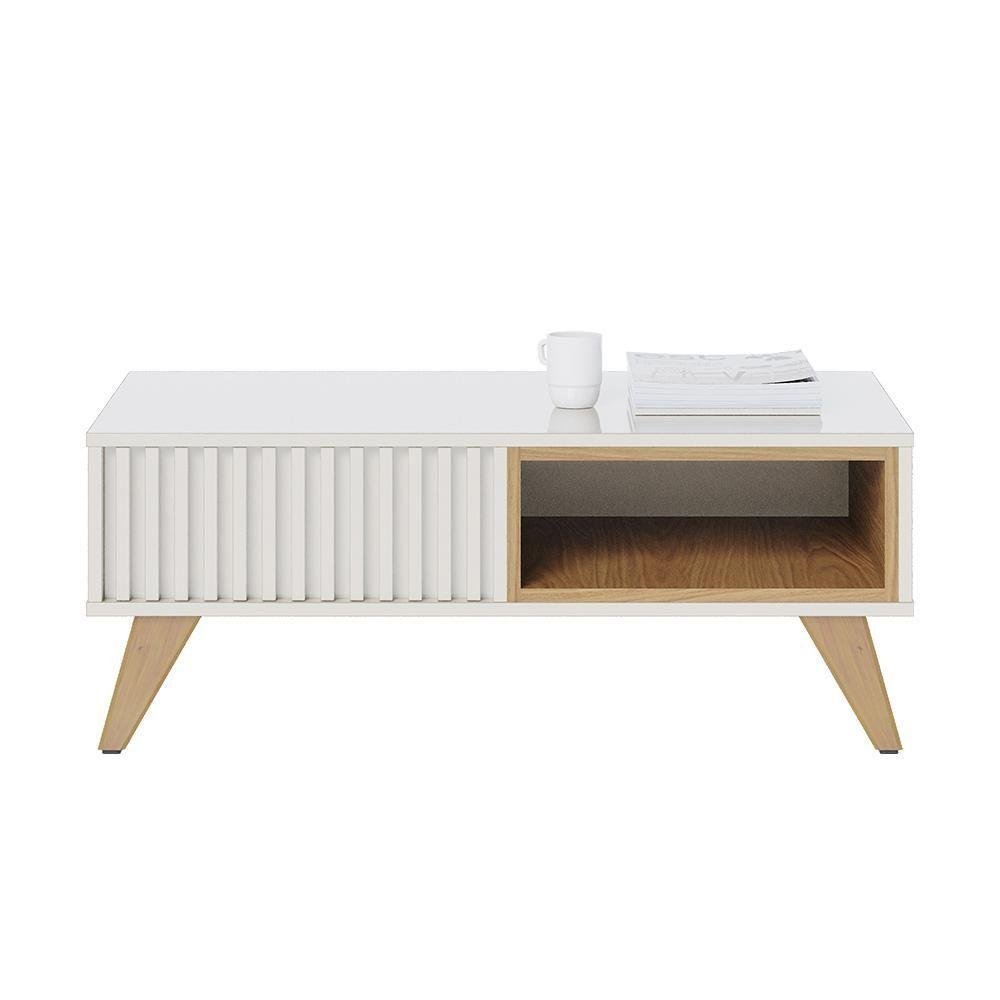 Mesa de Centro Ripada Off White Freijó Fallen Shop Jm | MadeiraMadeira