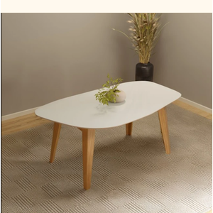 Mesa Orgânica / Retrô 180 Cm - Off White/freijó